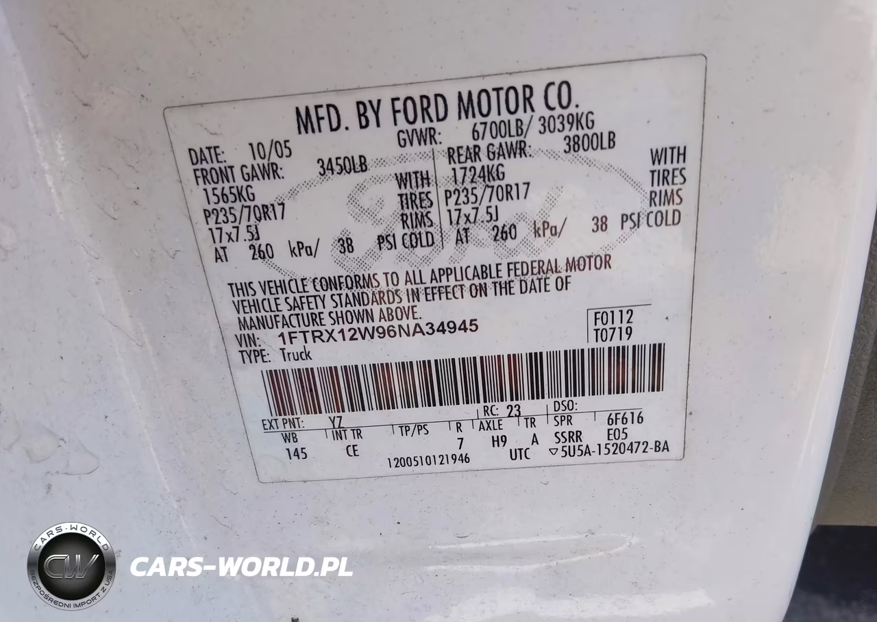 2006 Ford F-150 Stx-Xl-Xlt VIN:1FTRX12W96NA34945 - 9