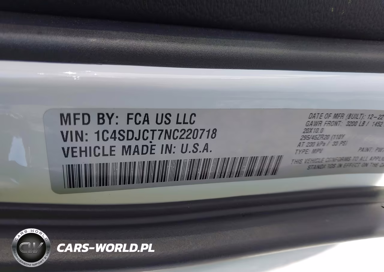 2022 Dodge Durango R-T Awd VIN:1C4SDJCT7NC220718 - 9