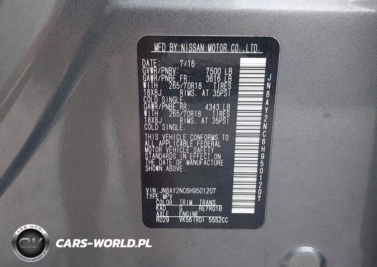 2017 Nissan Armada Sv VIN:JN8AY2NC6H9501207 - 9