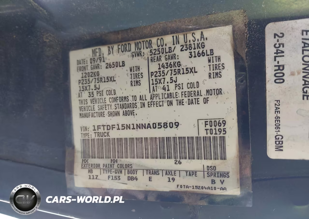 1992 Ford F150 VIN:1FTDF15N1NNA05809 - 9
