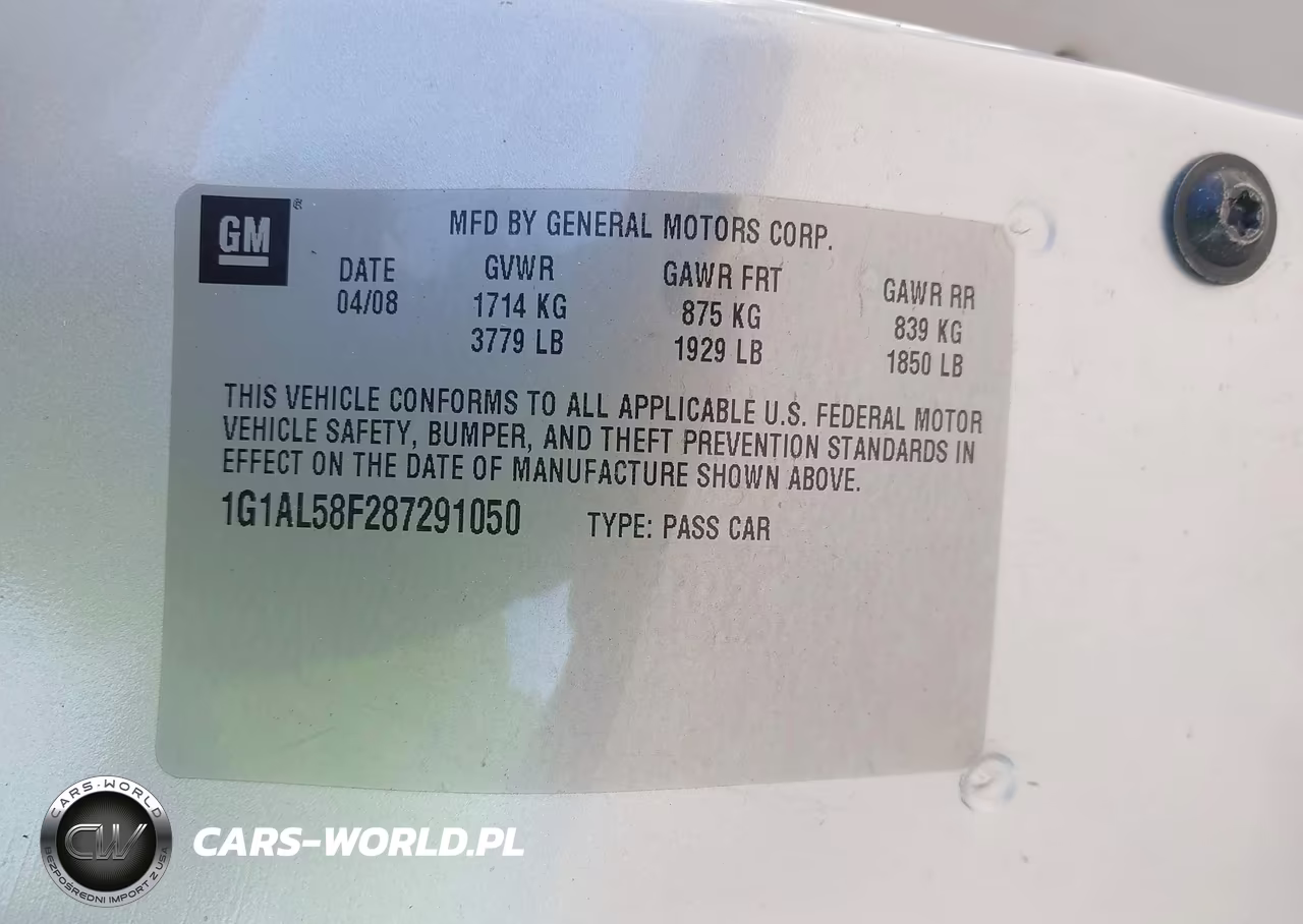 2008 Chevrolet Cobalt Lt VIN:1G1AL58F287291050 - 9
