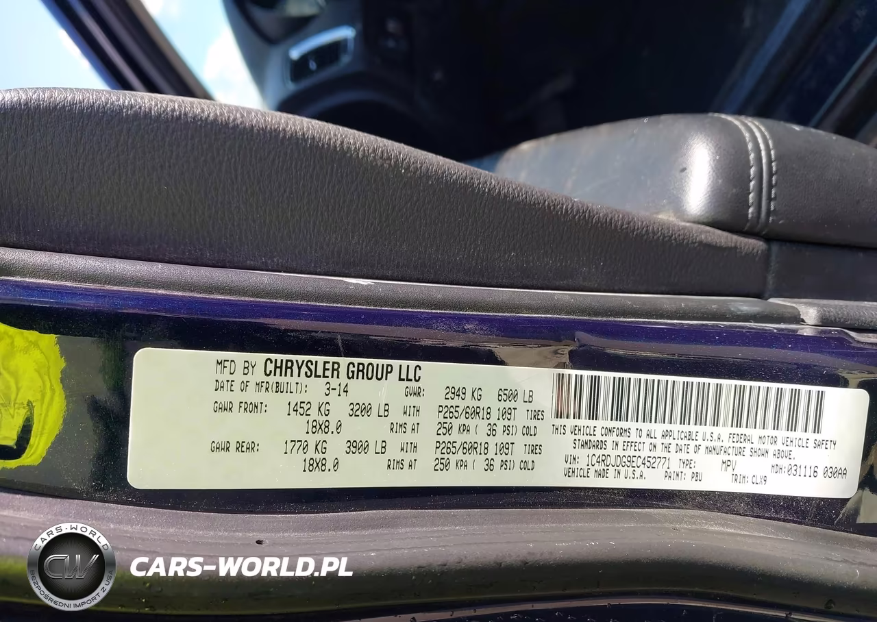 DODGE DURANGO VIN:1C4RDJDG9EC452771 - 9
