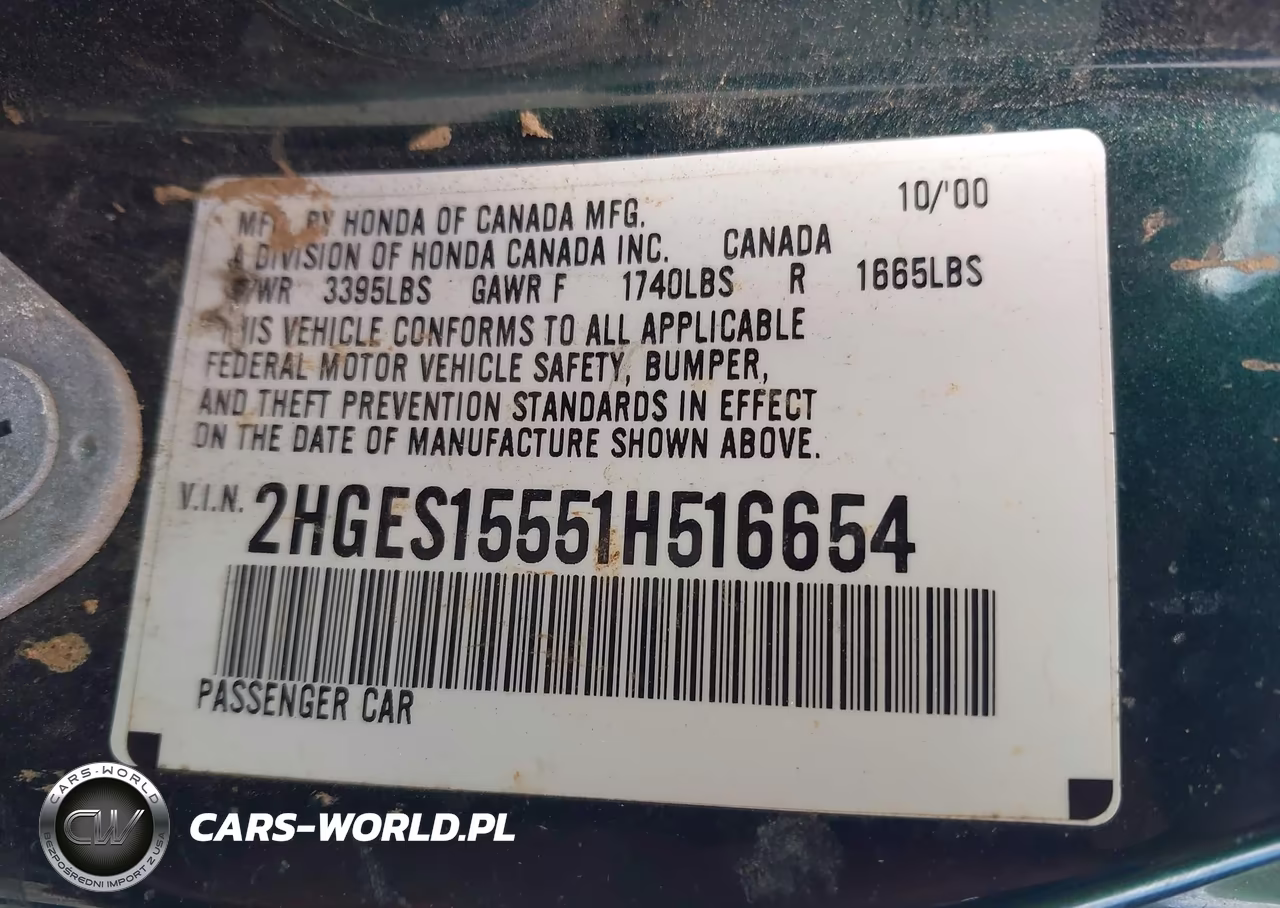 2001 Honda Civic Lx VIN:2HGES15551H516654 - 9