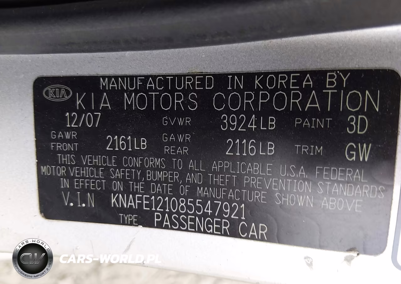 2008 Kia Spectra Ex VIN:KNAFE121085547921 - 9