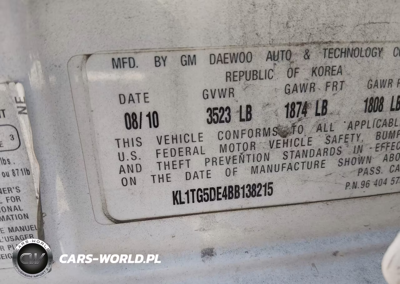 2011 Chevrolet Aveo 2Lt VIN:KL1TG5DE4BB138215 - 9
