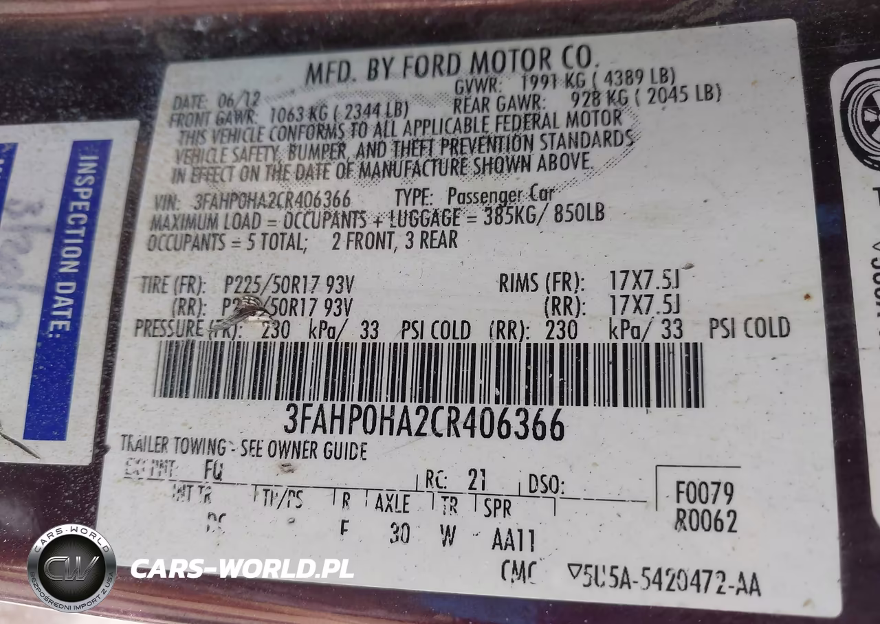 2012 Ford Fusion Se VIN:3FAHP0HA2CR406366 - 9