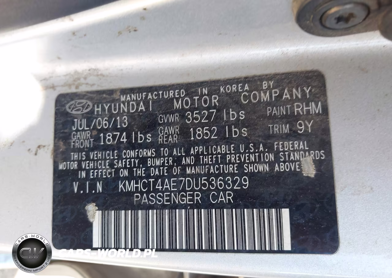 2013 Hyundai Accent Gls VIN:KMHCT4AE7DU536329 - 9