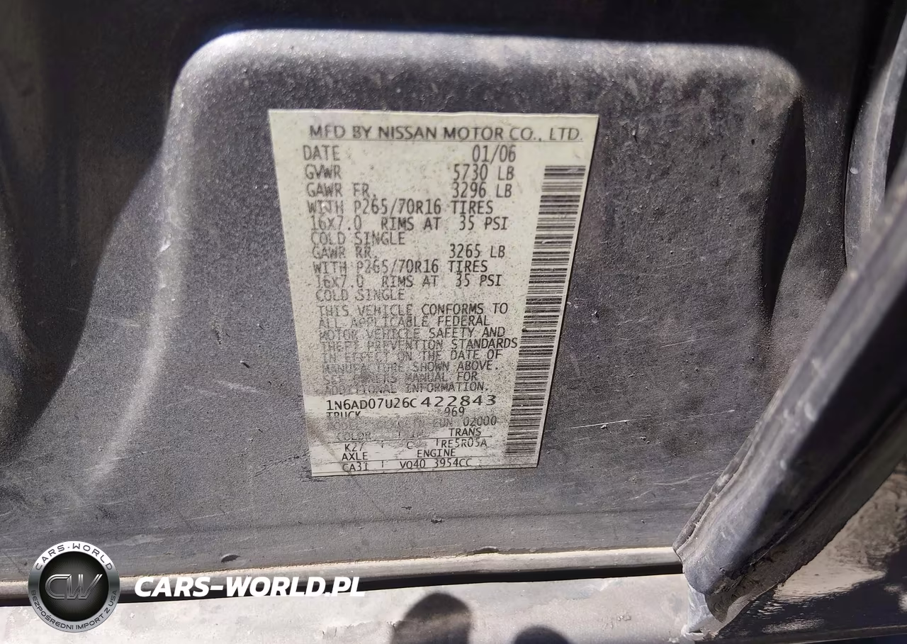 2006 Nissan Frontier Se VIN:1N6AD07U26C422843 - 9