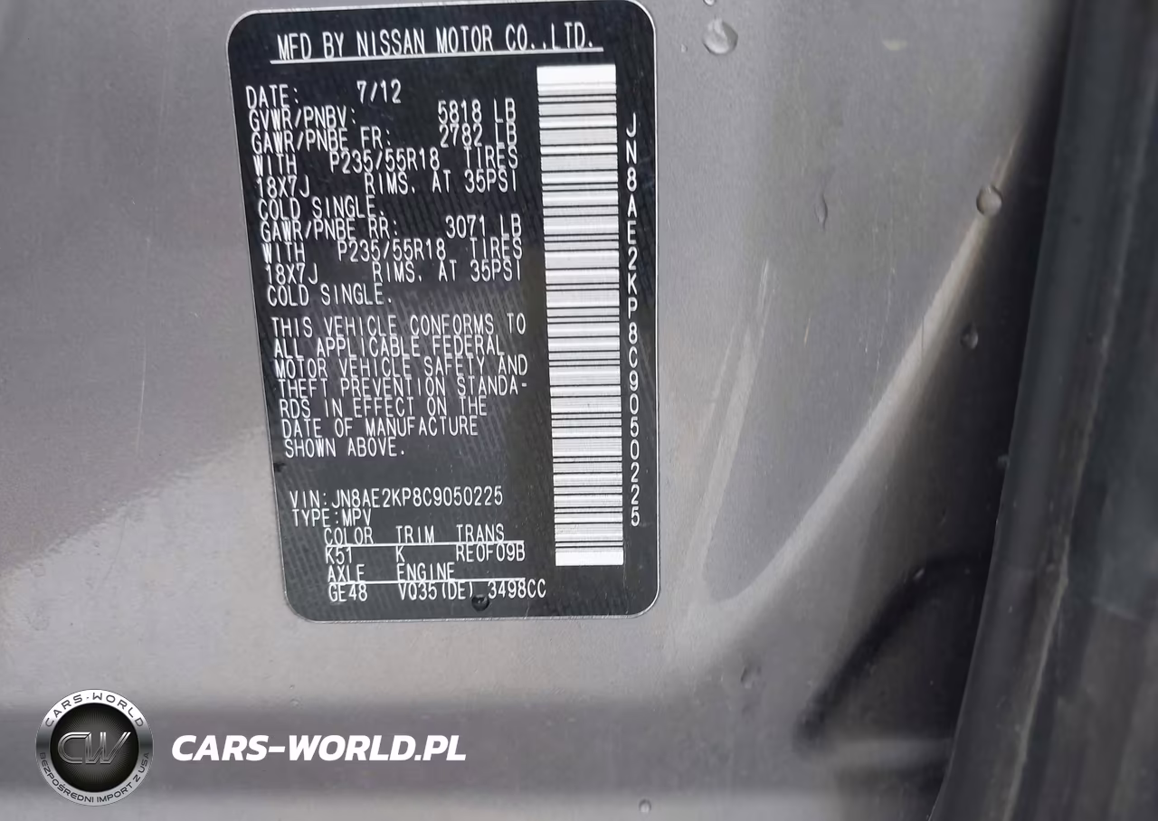 2012 Nissan Quest Le VIN:JN8AE2KP8C9050225 - 9