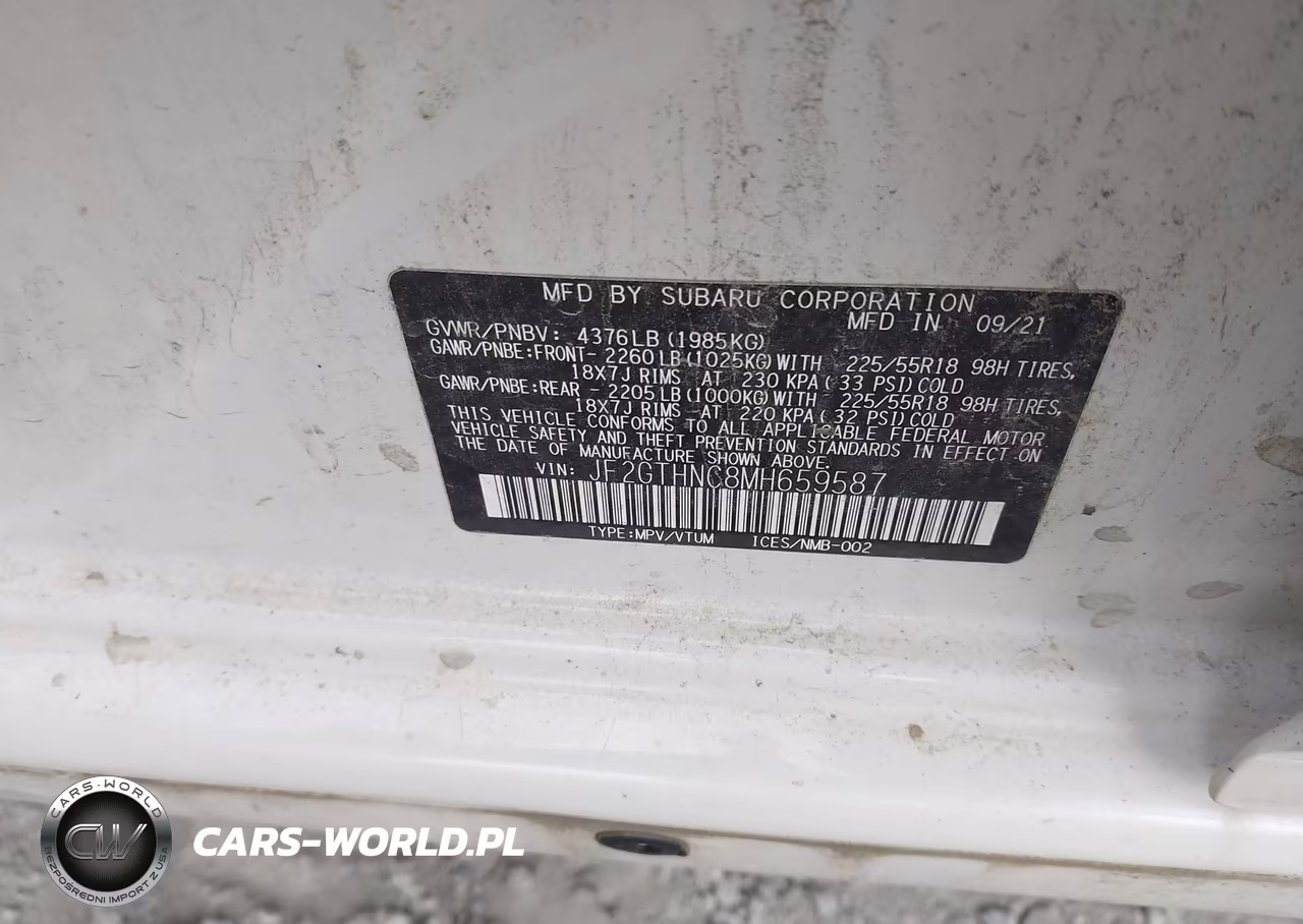 2021 Subaru Crosstrek Limited VIN:JF2GTHNC8MH659587 - 9
