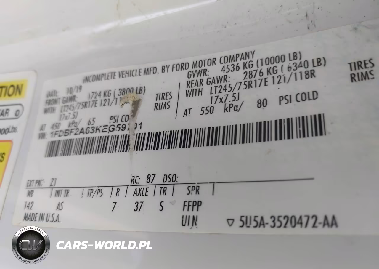 2019 Ford F-250 Xl VIN:1FDBF2A63KEG59701 - 8