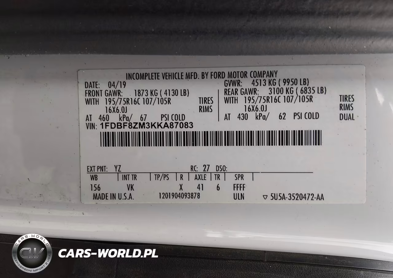 2019 Ford Transit-350 Cab VIN:1FDBF8ZM3KKA87083 - 4