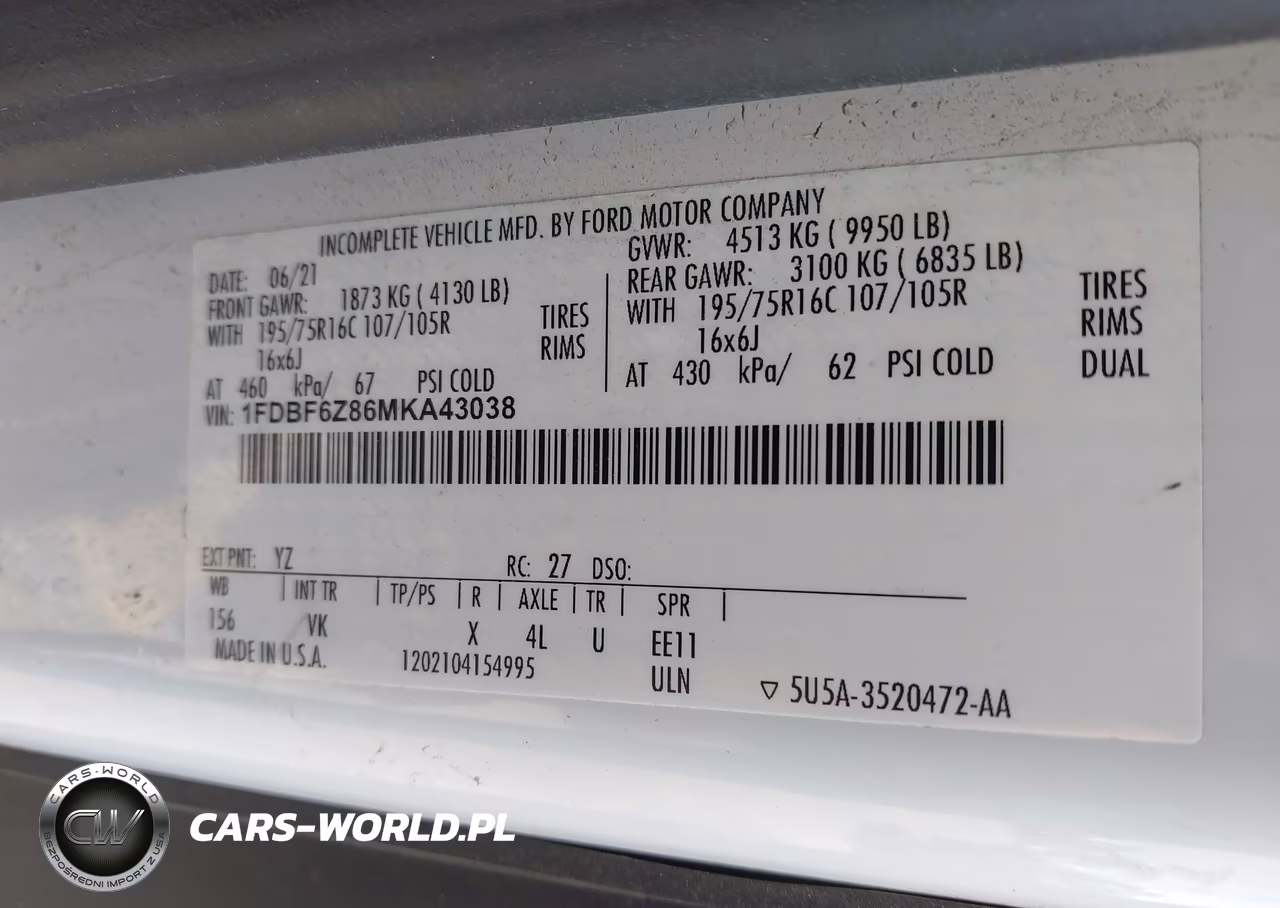 2021 Ford Transit-350 Cab VIN:1FDBF6Z86MKA43038 - 9