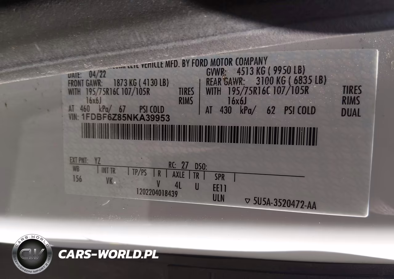 2022 Ford Transit-350 Cab VIN:1FDBF6Z85NKA39953 - 9