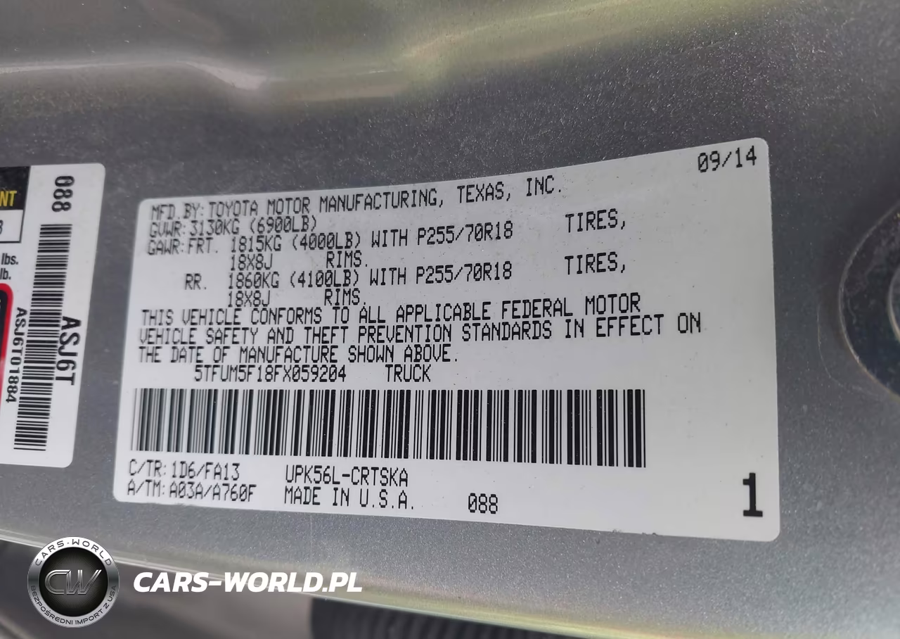 2015 Toyota Tundra Sr 4.6L V8 VIN:5TFUM5F18FX059204 - 9