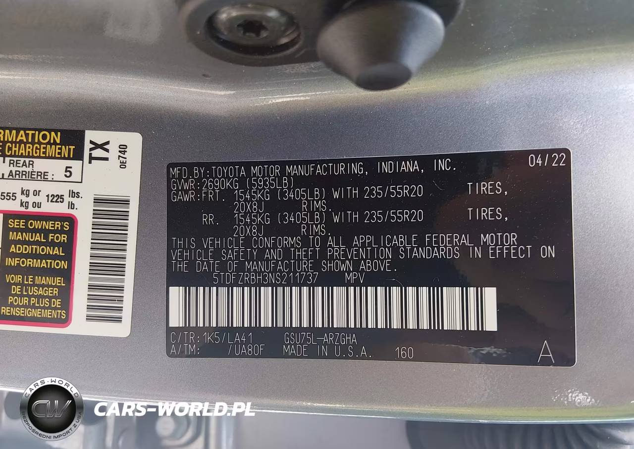 2022 Toyota Highlander Platinum VIN:5TDFZRBH3NS211737 - 9