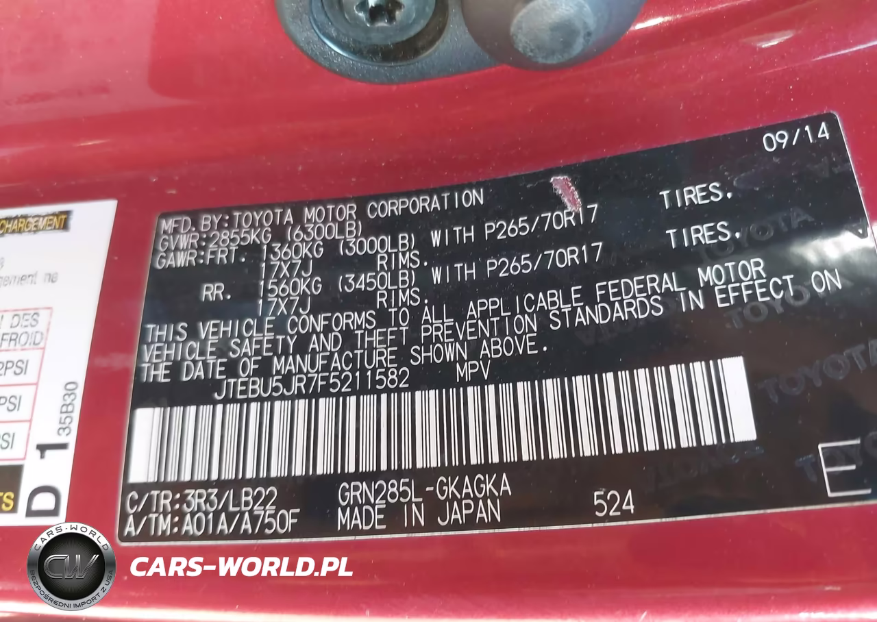 2015 Toyota 4Runner Sr5 Premium VIN:JTEBU5JR7F5211582 - 9