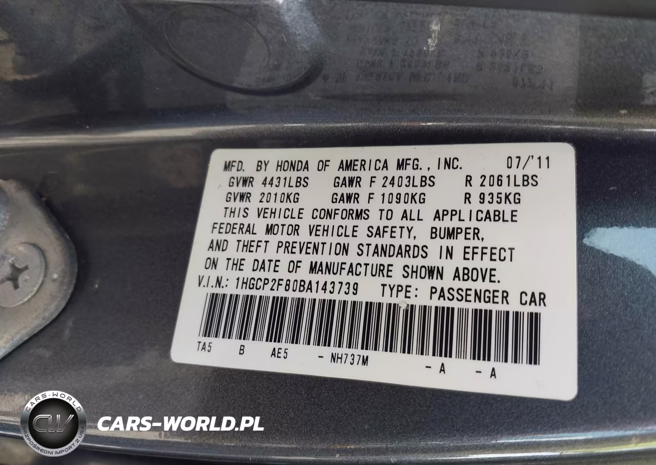 2011 Honda Accord 2.4 Ex-L VIN:1HGCP2F80BA143739 - 9