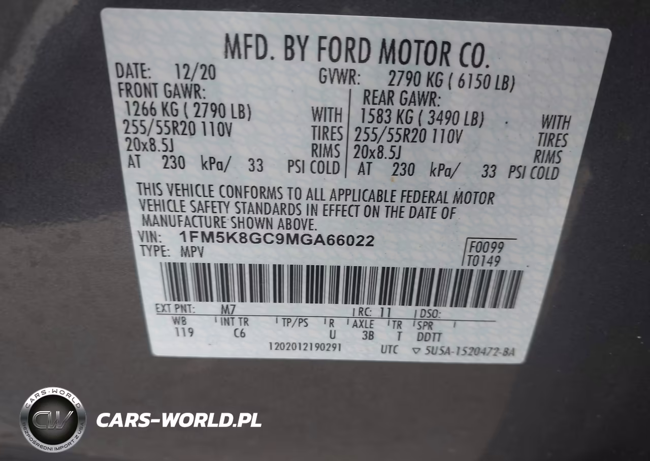 2021 Ford Explorer St VIN:1FM5K8GC9MGA66022 - 9