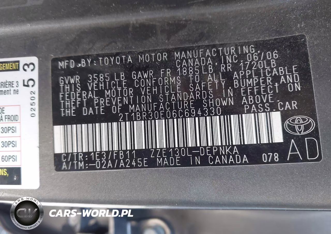 2006 Toyota Corolla Le VIN:2T1BR30E06C694330 - 9