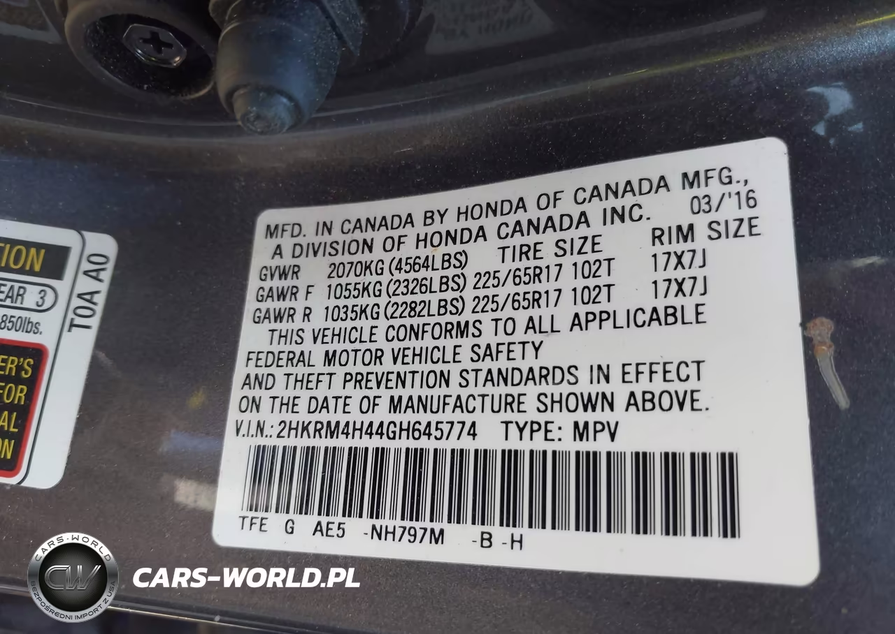 2016 Honda Cr-V Se VIN:2HKRM4H44GH645774 - 9