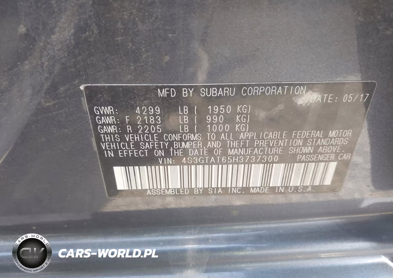 2017 Subaru Impreza 2.0I Limited VIN:4S3GTAT65H3737300 - 9