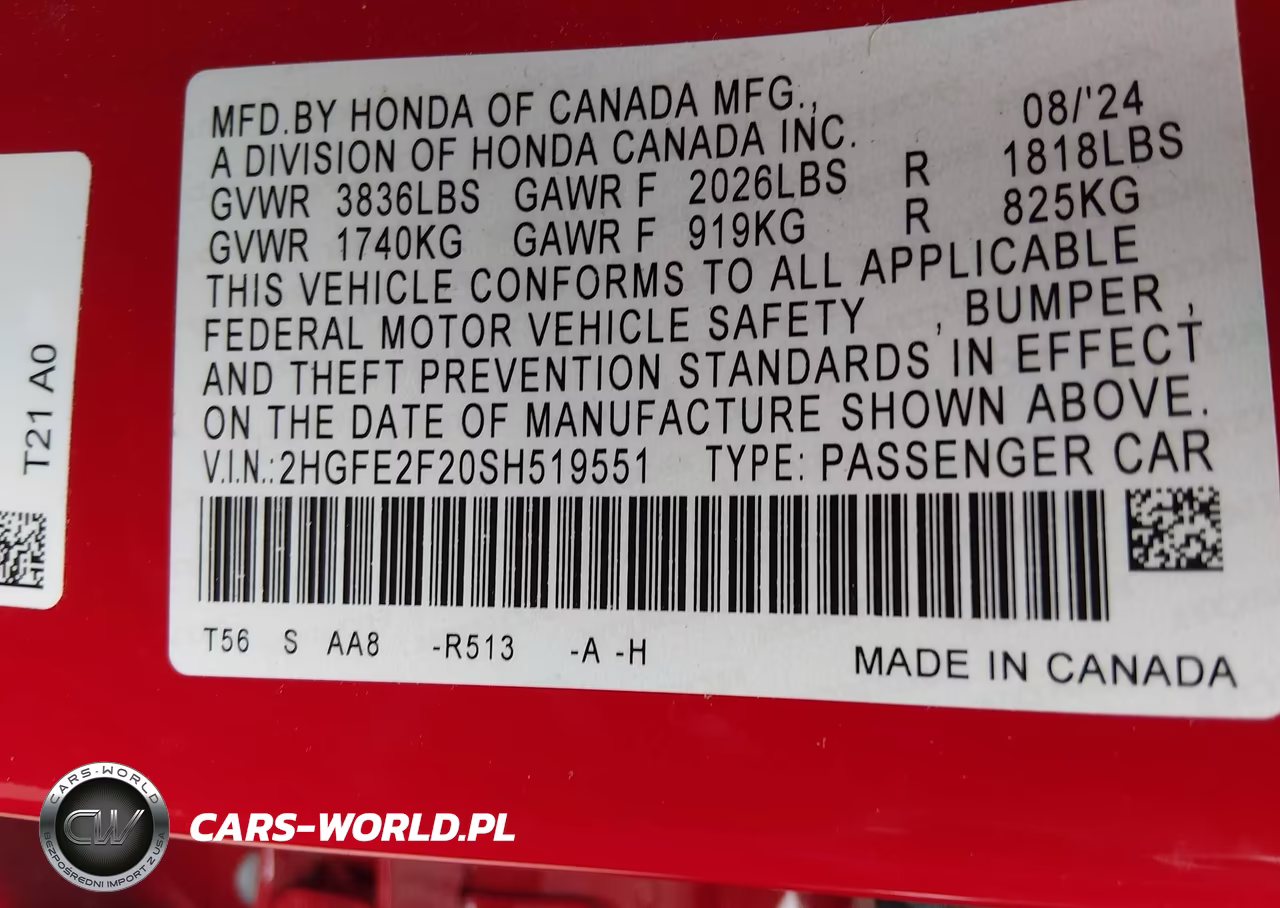 2025 Honda Civic Lx VIN:2HGFE2F20SH519551 - 9