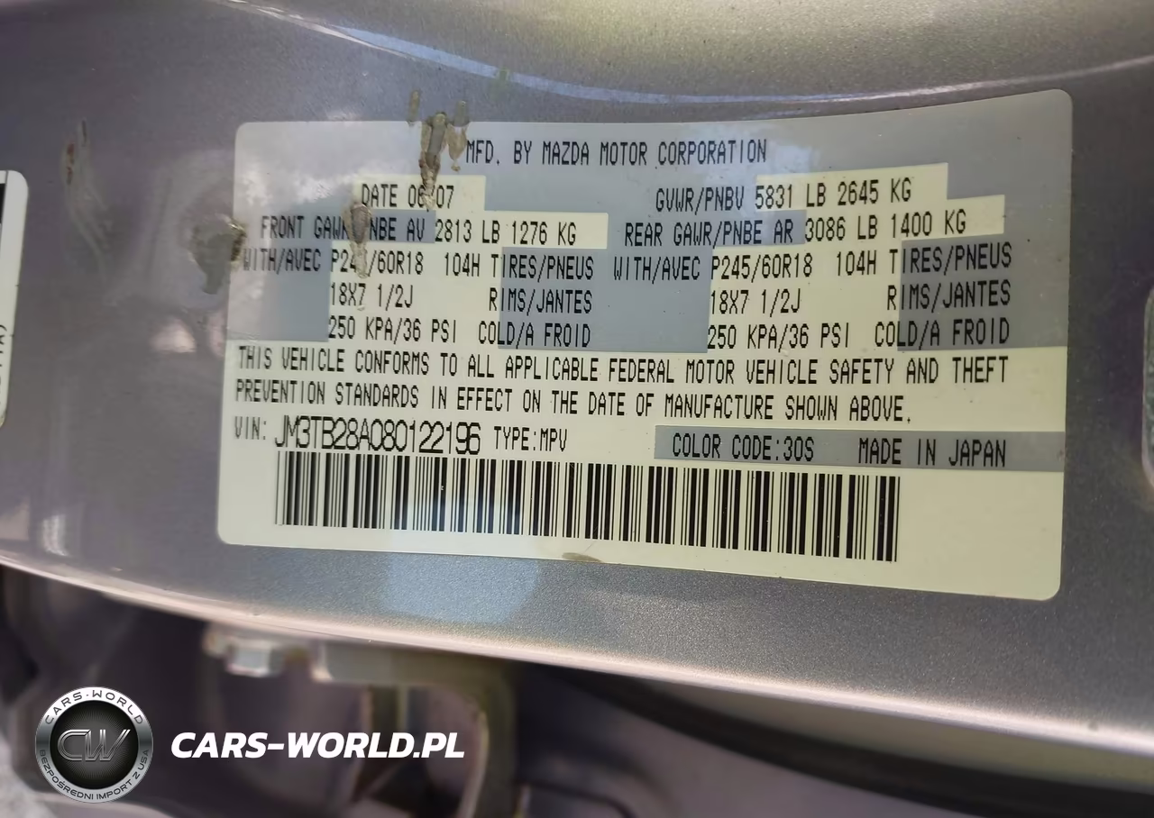 2008 Mazda Cx-9 Sport VIN:JM3TB28A080122196 - 9