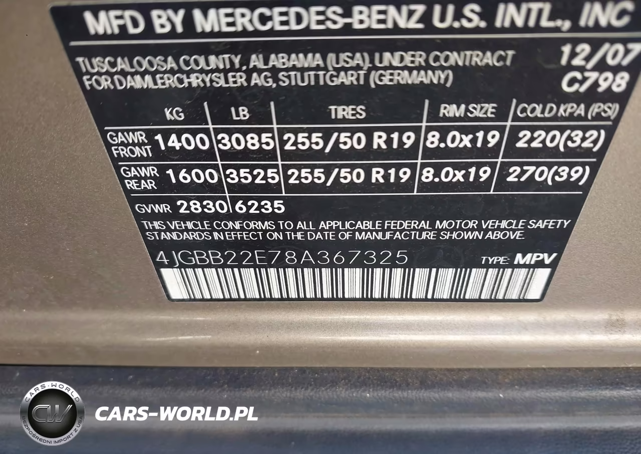 2008 Mercedes-Benz Ml 320 Cdi 4Matic VIN:4JGBB22E78A367325 - 9