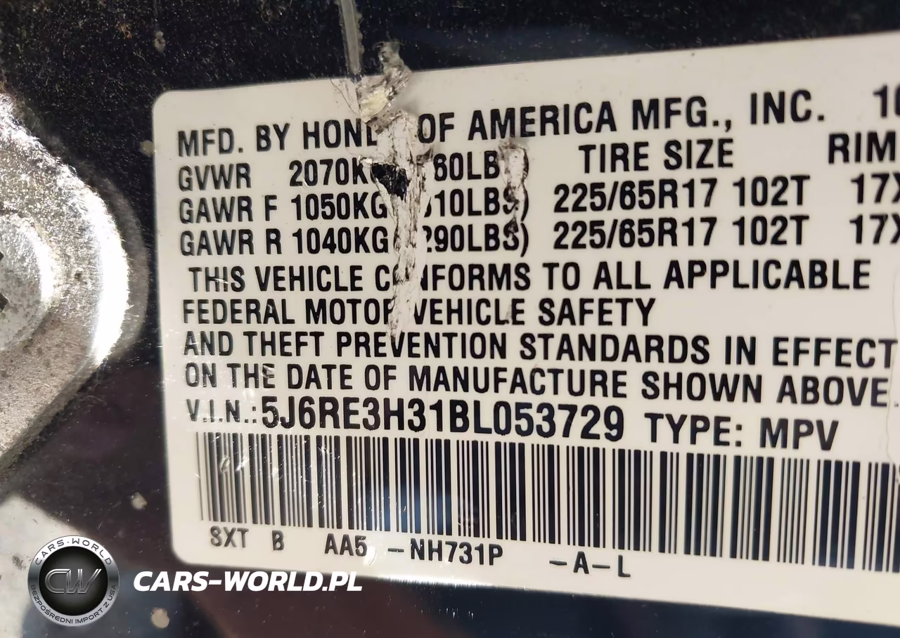 2011 Honda Cr-V Lx VIN:5J6RE3H31BL053729 - 9