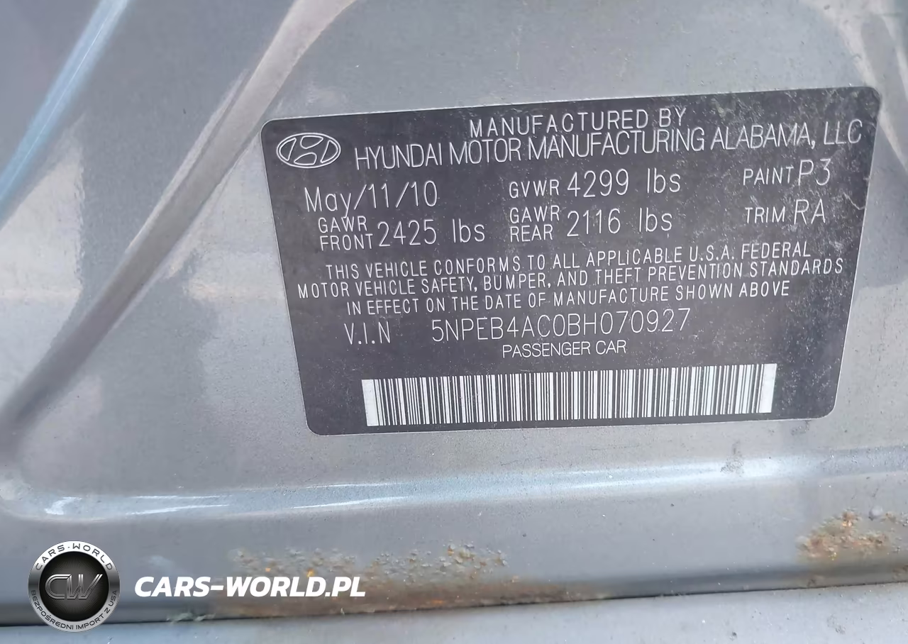 2011 Hyundai Sonata Gls VIN:5NPEB4AC0BH070927 - 9