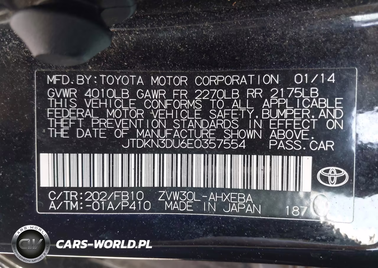 2014 Toyota Prius Two VIN:JTDKN3DU6E0357554 - 9