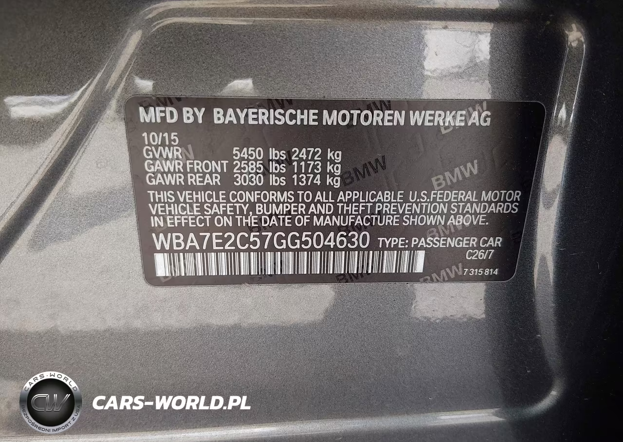 2016 BMW 740I VIN:WBA7E2C57GG504630 - 9