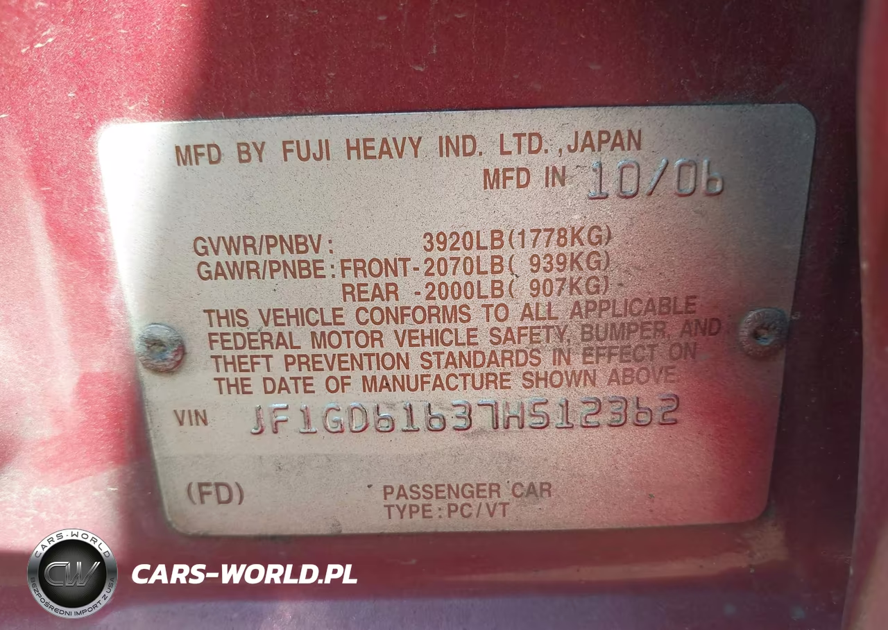 2007 Subaru Impreza 2.5I VIN:JF1GD61637H512362 - 9