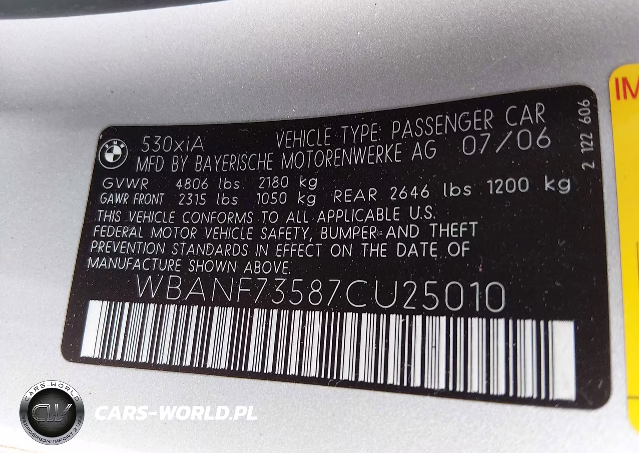 2007 BMW 530Xi VIN:WBANF73587CU25010 - 9