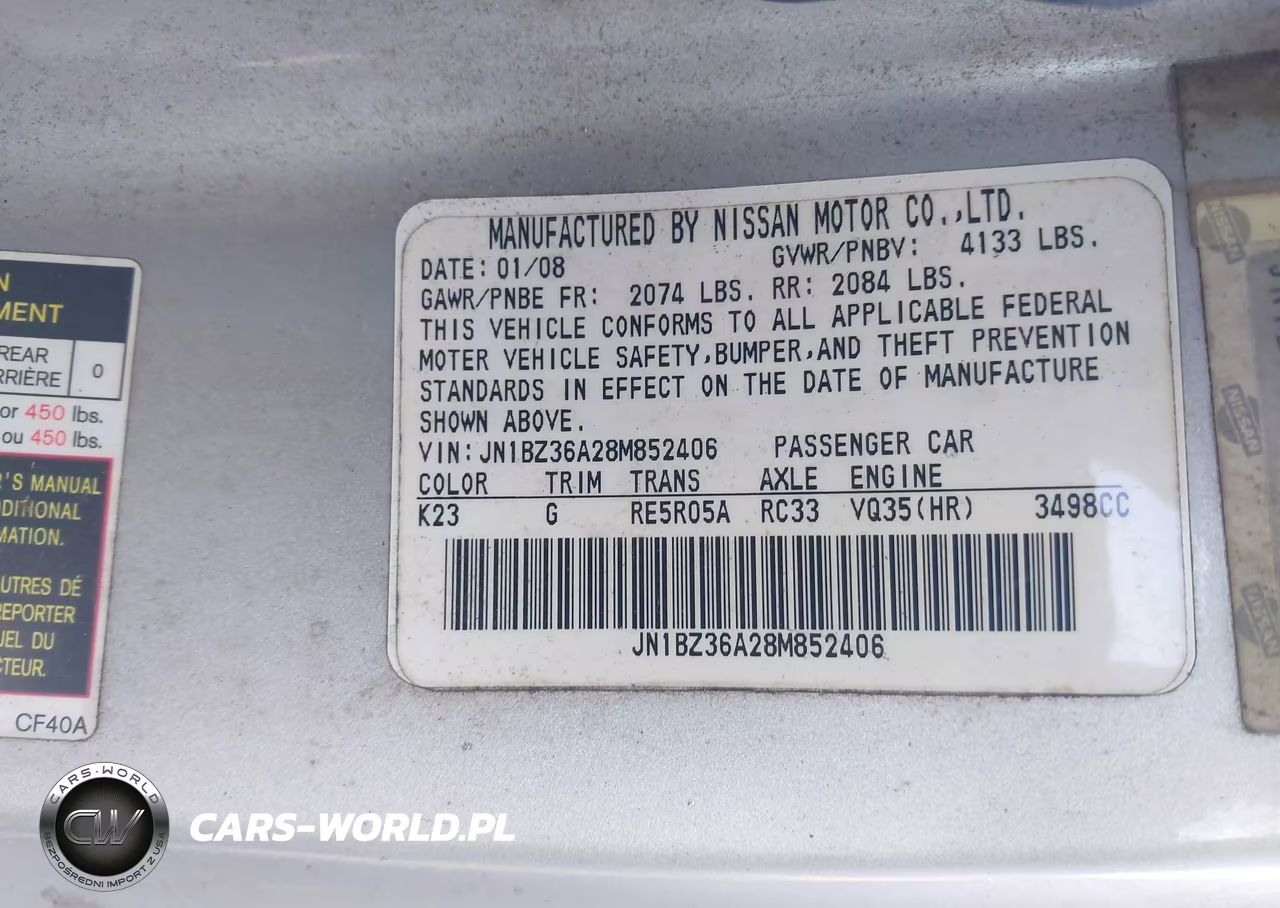 2008 Nissan 350Z Touring VIN:JN1BZ36A28M852406 - 9