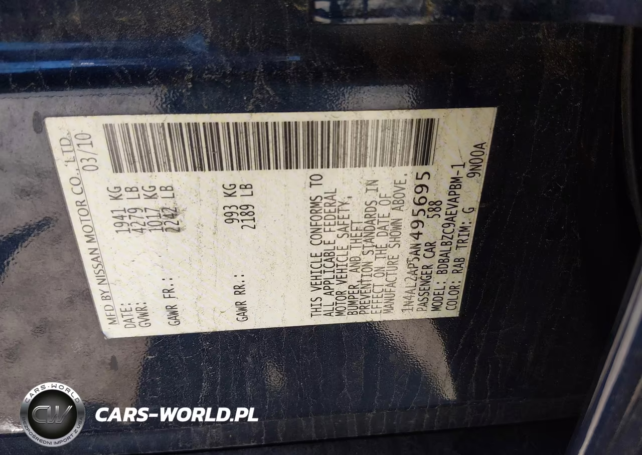 2010 Nissan Altima 2.5 S VIN:1N4AL2AP5AN495695 - 9