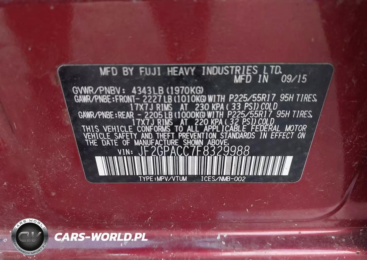 2015 Subaru Xv Crosstrek 2.0I Premium VIN:JF2GPACC7F8329988 - 9