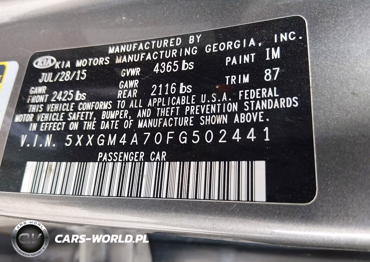 2015 Kia Optima Lx VIN:5XXGM4A70FG502441 - 9