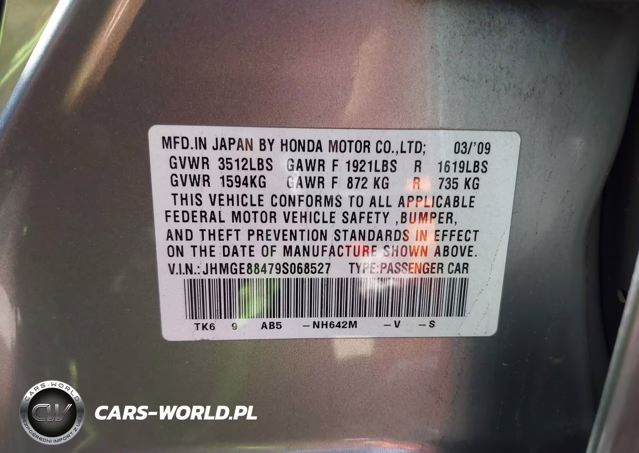 2009 Honda Fit Sport VIN:JHMGE88479S068527 - 9