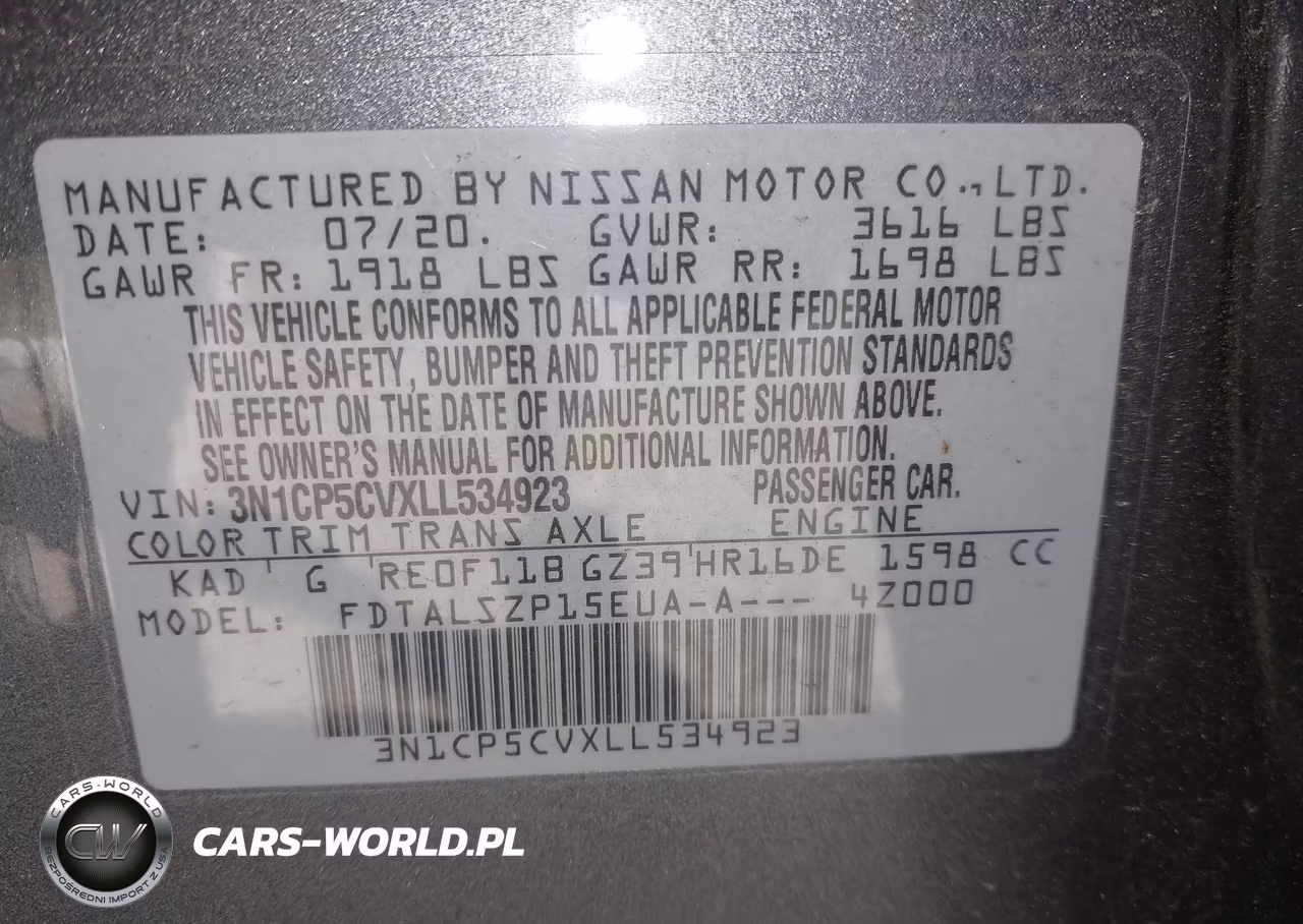 2020 Nissan Kicks Sv Xtronic Cvt VIN:3N1CP5CVXLL534923 - 9