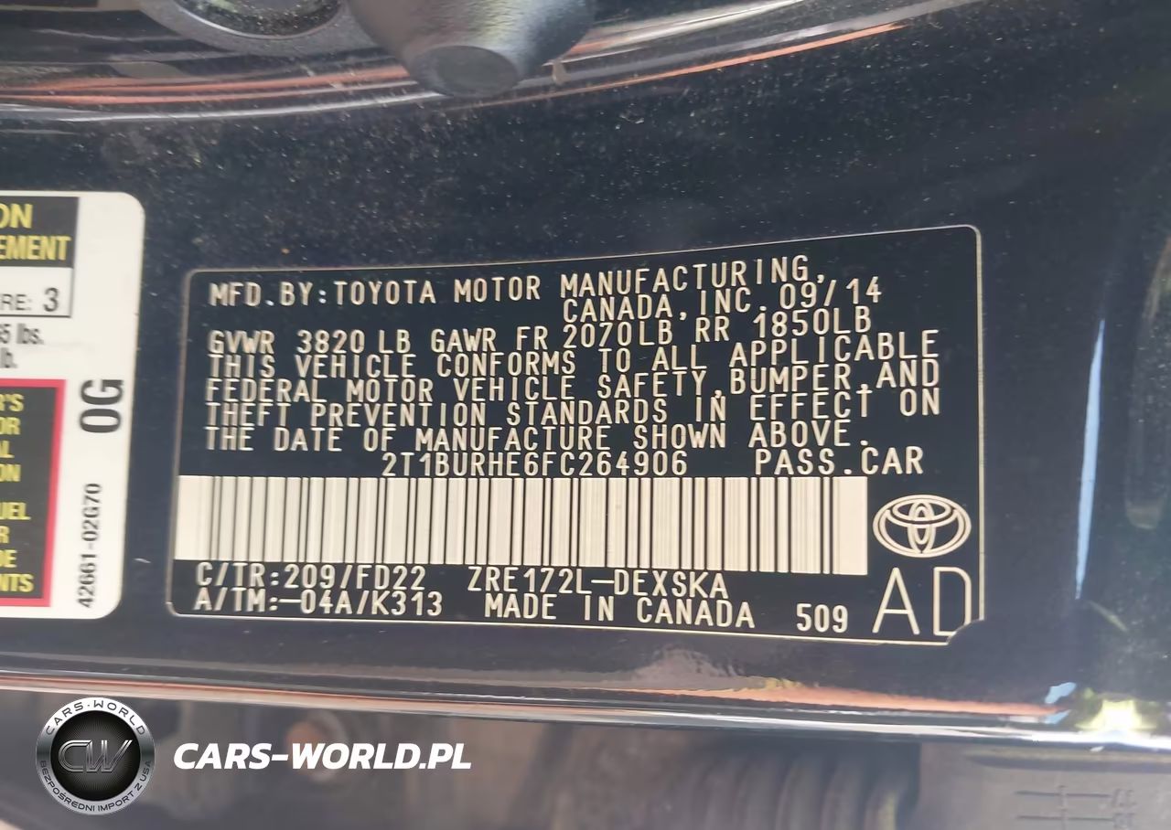 2015 Toyota Corolla S VIN:2T1BURHE6FC264906 - 9