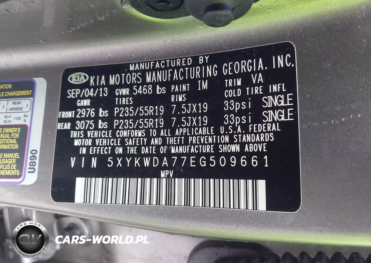 2014 Kia Sorento Sx V6 VIN:5XYKWDA77EG509661 - 9