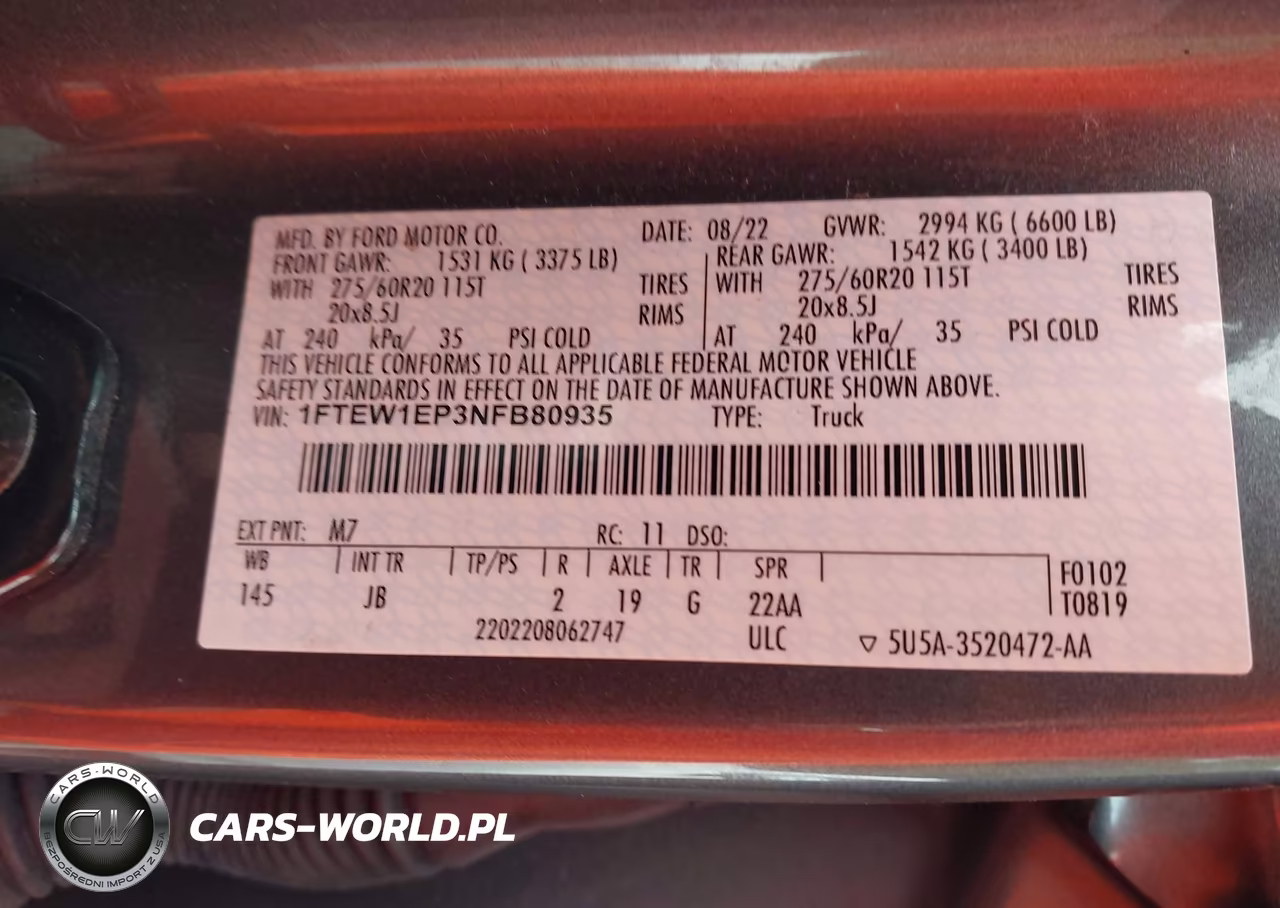 2022 Ford F-150 Xl VIN:1FTEW1EP3NFB80935 - 9