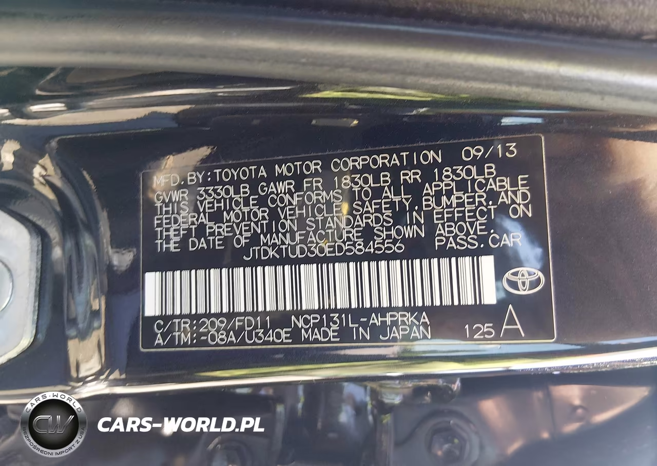 2014 Toyota Yaris Se (Tmc-Cbu Plant) VIN:JTDKTUD30ED584556 - 9