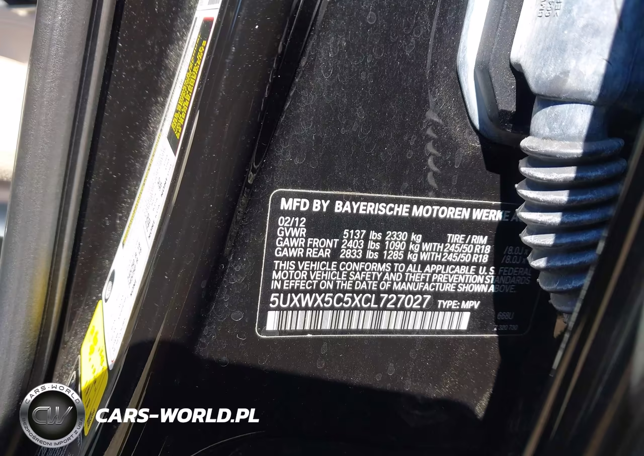 2012 BMW X3 xDrive28I VIN:5UXWX5C5XCL727027 - 9