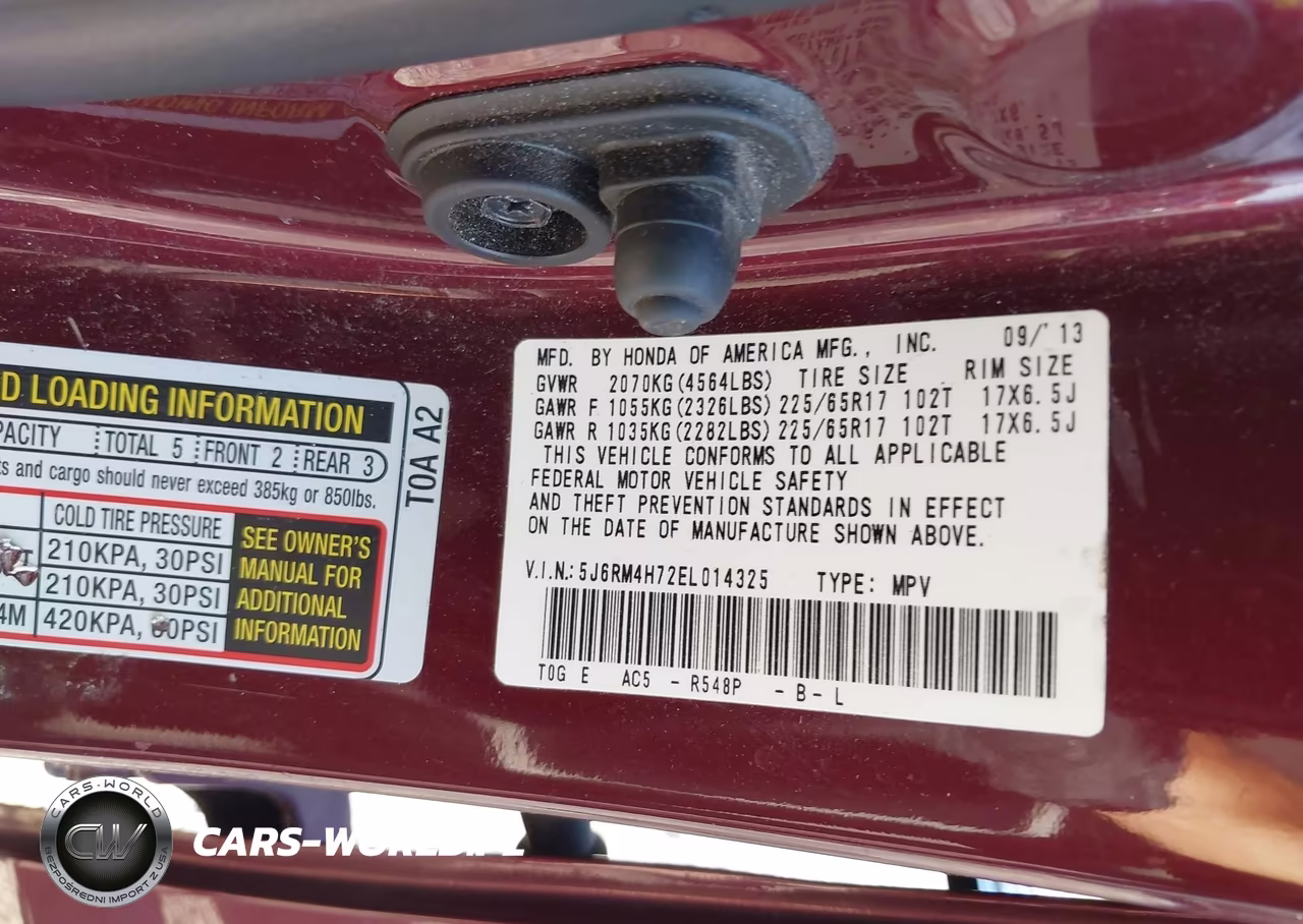2014 Honda Cr-V Ex-L VIN:5J6RM4H72EL014325 - 9