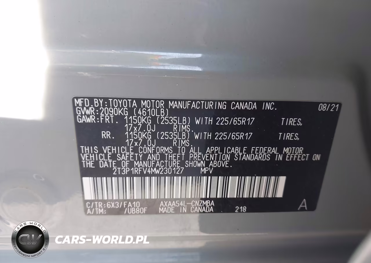 2021 Toyota Rav4 Xle VIN:2T3P1RFV4MW230127 - 9
