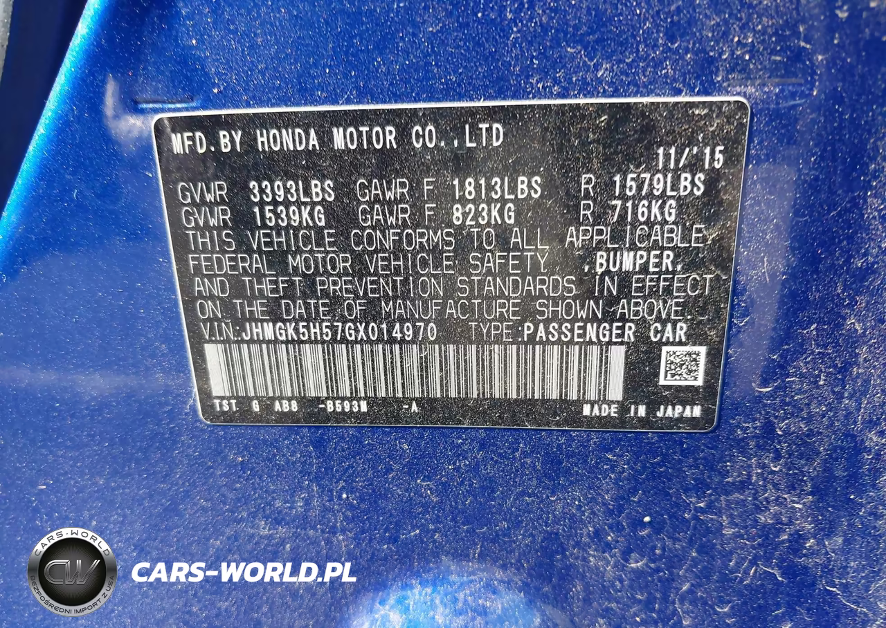 2016 Honda Fit Lx VIN:JHMGK5H57GX014970 - 9