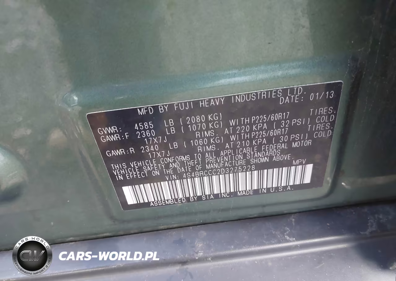 2013 Subaru Outback 2.5I Premium VIN:4S4BRCCC2D3275228 - 9
